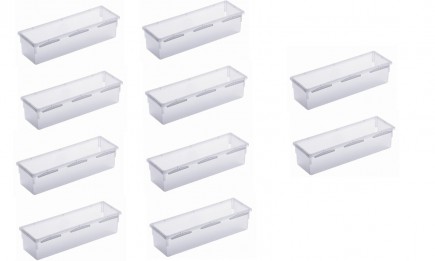LOT DE 10 organiseurs de tiroir en plastique multi-usages 23x8xh.5cm