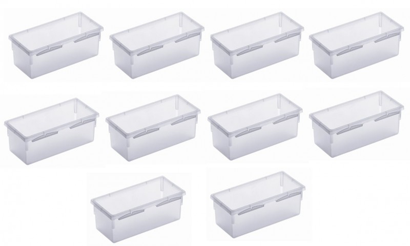 LOT DE 10 organiseurs de tiroir en plastique multi-usages 15x8xh.5cm