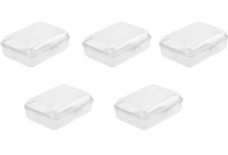 Lot de 5 petites boîtes de rangement en plastique avec couvercle clipsable 1.25L FUN BOX T1
