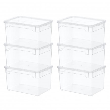 Lot de 6 petites boîtes de rangement en plastique transparent 5L avec couvercle CLEAR BOX