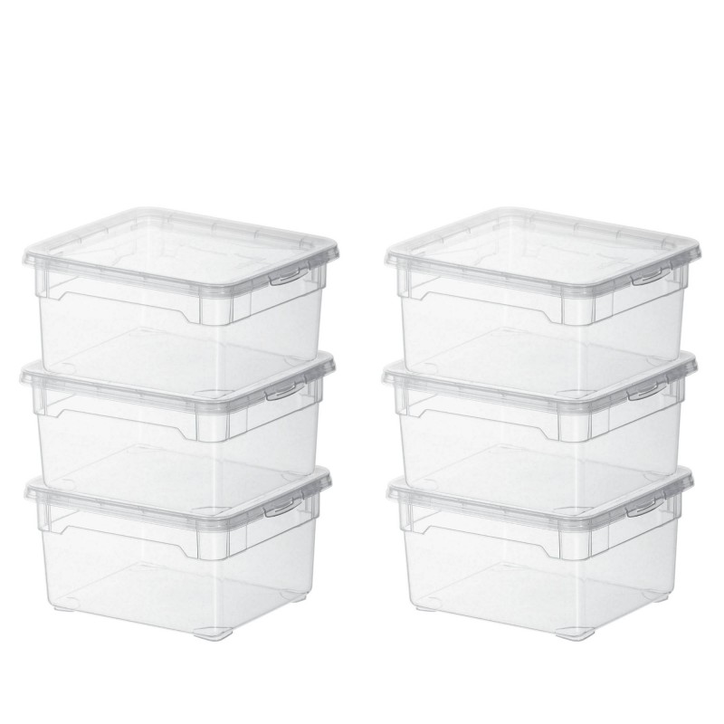 Lot de 6 petites boîtes de rangement en plastique transparent 2L avec couvercle CLEAR BOX
