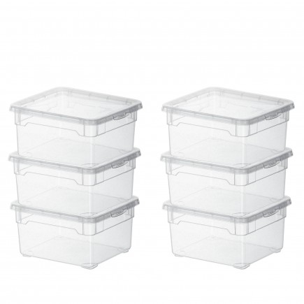 Lot de 6 petites boîtes de rangement en plastique transparent 2L avec couvercle CLEAR BOX