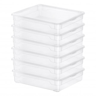 Lot de 6 petites boîtes de rangement en plastique transparent 9L avec couvercle CLEAR BOX
