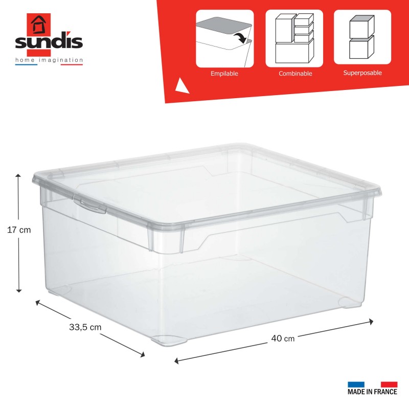 Lot de 10 boîtes de rangement en plastique transparent 18L avec couvercle CLEAR BOX