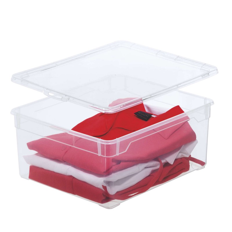 Lot de 10 boîtes de rangement en plastique transparent 18L avec couvercle CLEAR BOX