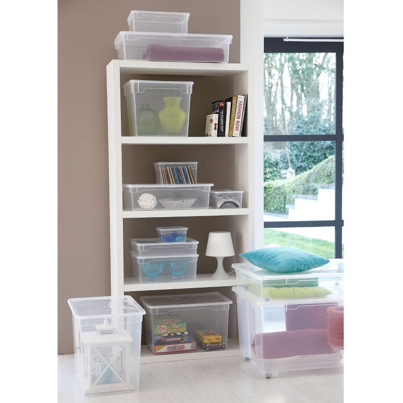 Lot de 10 boîtes de rangement en plastique transparent 18L avec couvercle CLEAR BOX