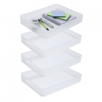 Lot de 4 petites boîtes de rangement en plastique transparent format A4 PURE BOX