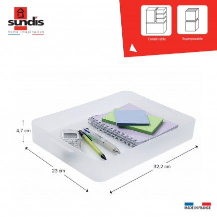 Lot de 4 petites boîtes de rangement en plastique transparent format A4 PURE BOX