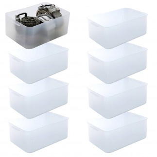 Lot de 8 petites boîtes de rangement en plastique transparent format A5 PURE BOX