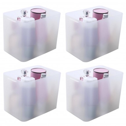 Lot de 4 petites boîtes de rangement en plastique transparent format A5 Pure Box