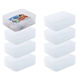  Lot de 8 petites boîtes de rangement en plastique transparent format A6 Pure Box