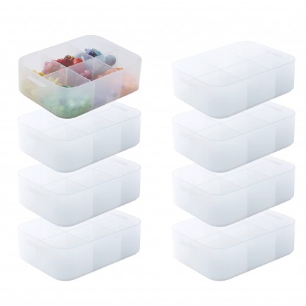 Lot de 8 petites boîtes de rangement en plastique transparent format A6 avec séparateurs PURE BOX