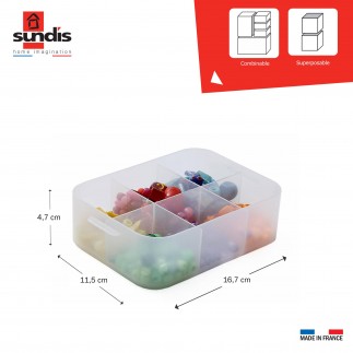 Lot de 8 petites boîtes de rangement en plastique transparent format A6 avec séparateurs PURE BOX