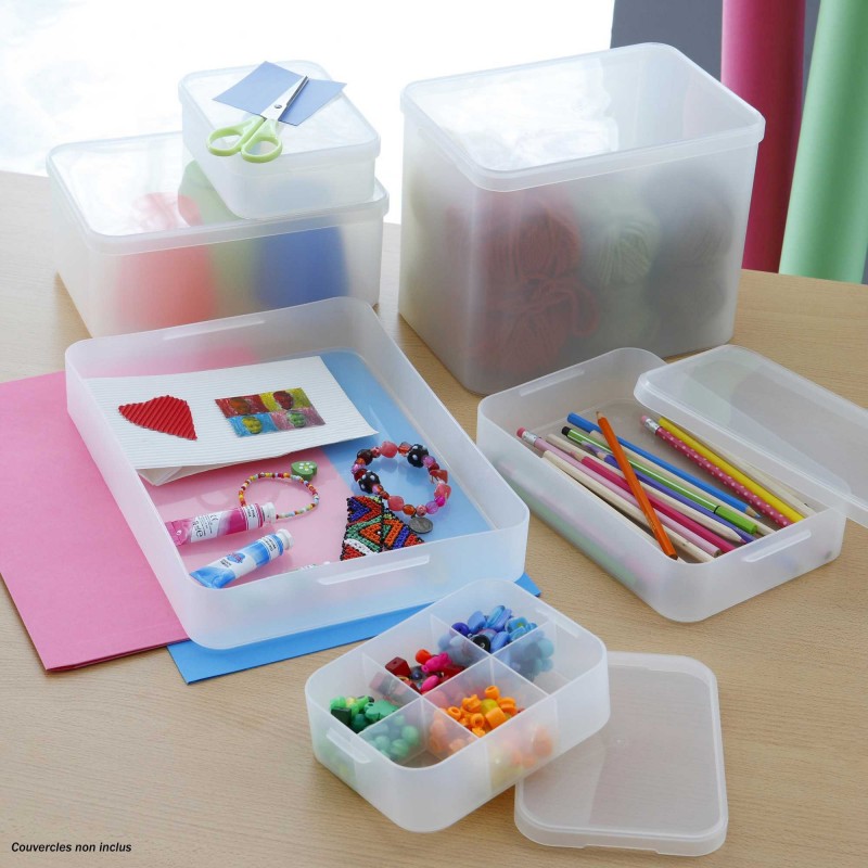 Lot de 8 petites boîtes de rangement en plastique transparent format A5 avec séparateurs Pure Box Lot de 8 petites boîtes de rangement en plastique transparent format A5 avec séparateurs Pure Box