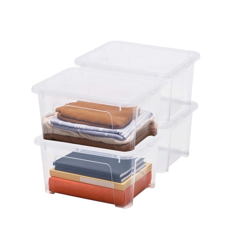 Lot de 4 boîtes de rangement en plastique transparent 24L avec couvercle VIEW BOX