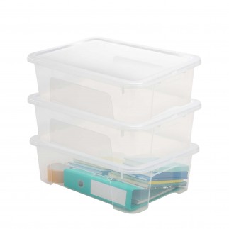 Lot de 3 boîtes de rangement en plastique transparent 25L avec couvercle VIEW BOX