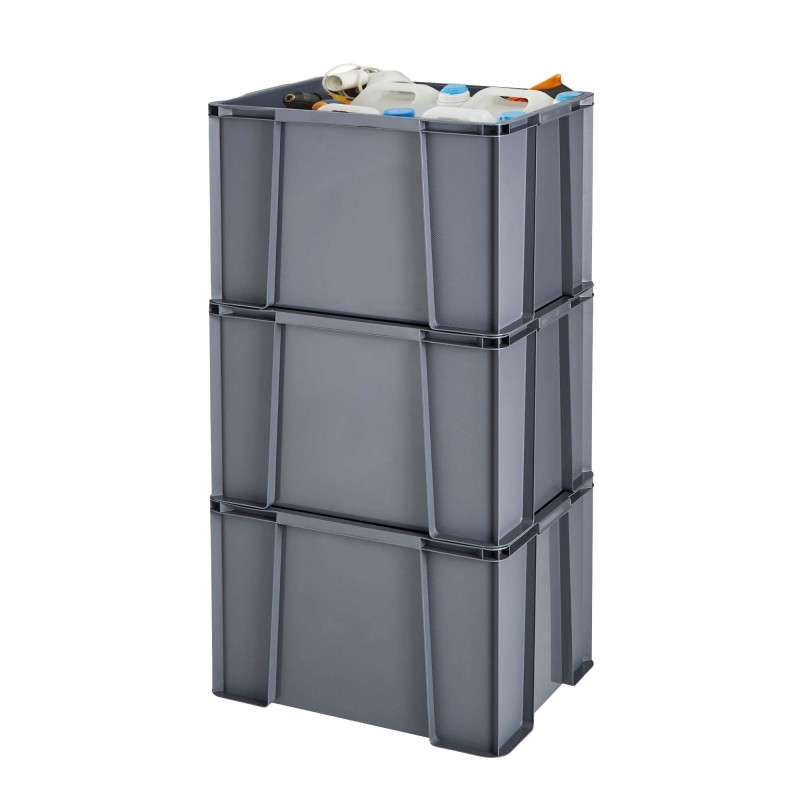 Lot de 3 bacs de rangement plastique robustes et renforcés 45L MASTER BOX