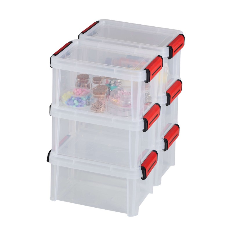 LOT DE 6 Bacs de rangement renforcés avec couvercle CLIP'N STORE 5 Litres