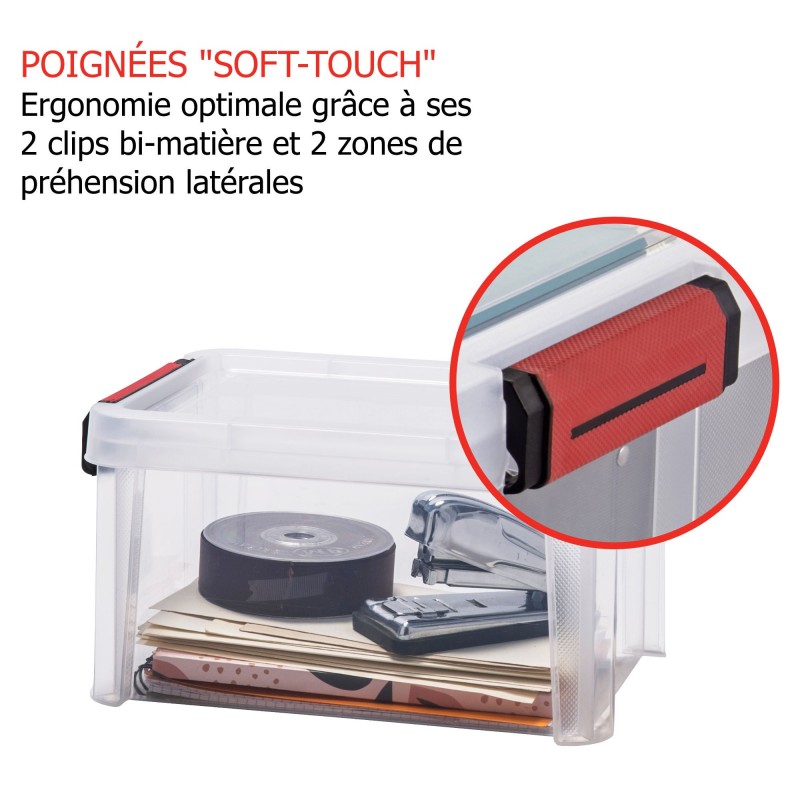 LOT DE 6 Bacs de rangement renforcés avec couvercle CLIP'N STORE 5 Litres