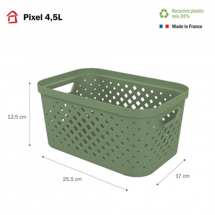 Lot de 8 paniers de rangement en plastique 4,5l PIXEL - vert sauge