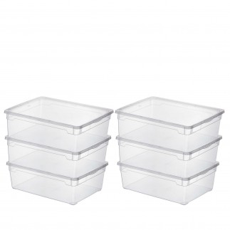 Lot de 6 boîtes de rangement en plastique transparent 22L avec couvercle CLEAR BOX