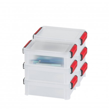 Lot de 6 boîtes de rangement en plastique transparent 2,5L renforcées avec couvercle clipsable CLIP’N STORE