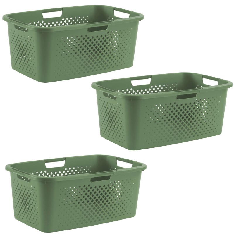 Panier à linge 40l en plastique recyclé PIXEL vert sauge Panier à linge 40l en plastique recyclé PIXEL vert sauge